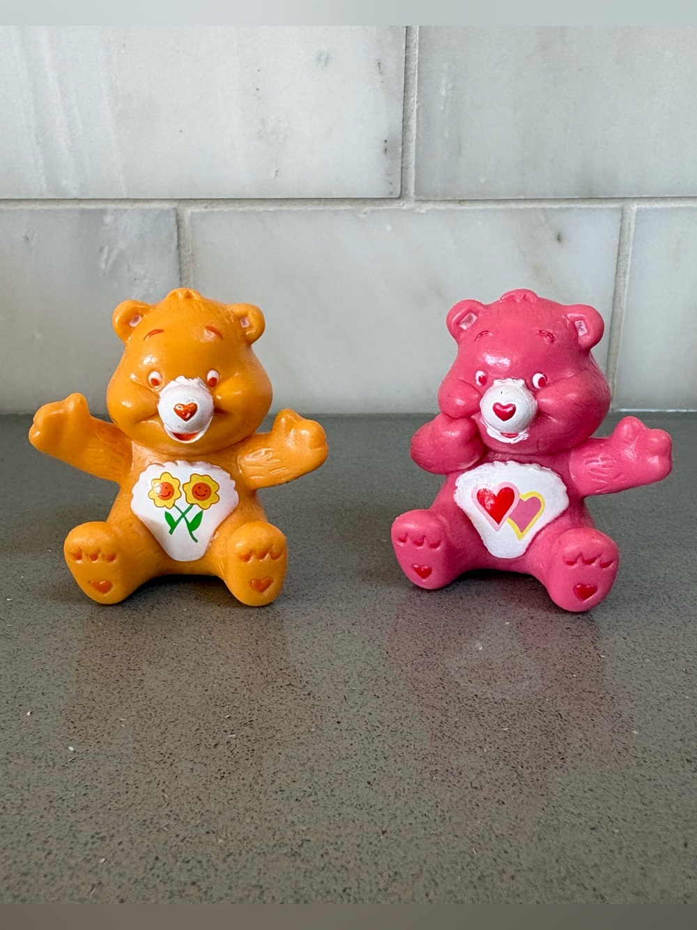 Vintage 1980s Care Bears PVC Mini Figurines Set of 2 | Love-a-Lot & Friend Bear
